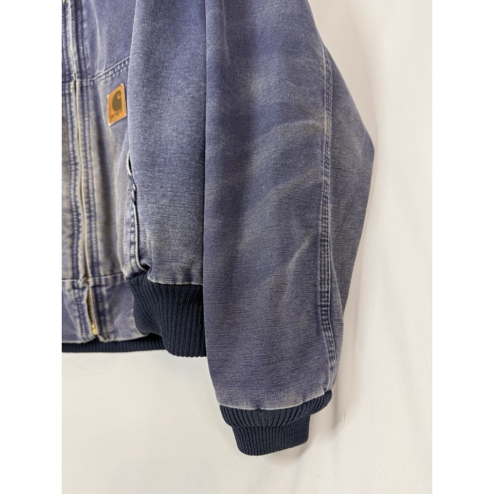 Vintage Carhartt 376-20 Navy Blue Destrsssed Rental Workwear Jacket Size Large - Picture 2 of 13